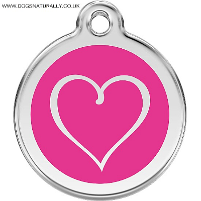 Hot Pink Pretty Heart Dog ID Tags (3x sizes)